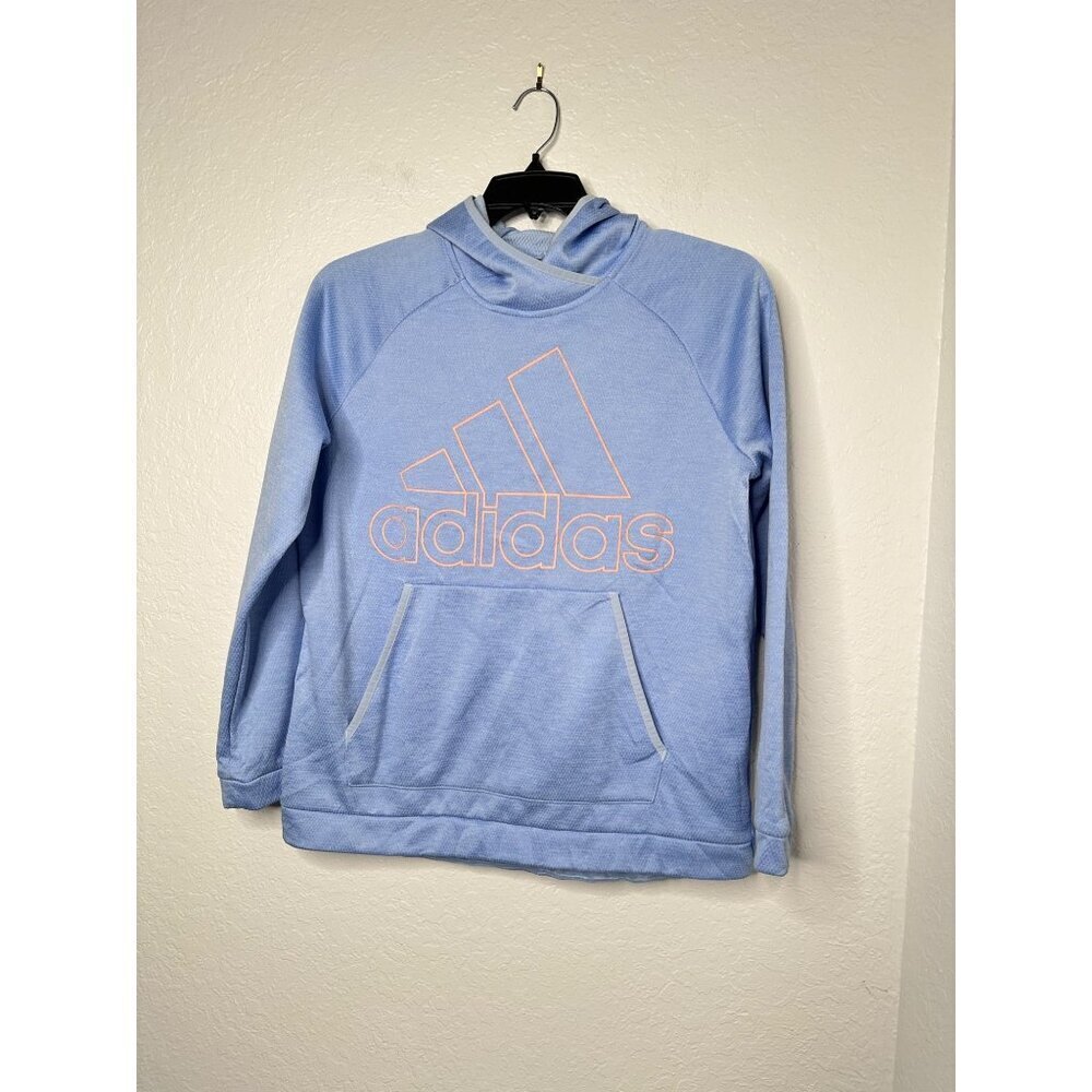 Adidas Sweatshirt Boys Light  Blue ClimaWarm Hoodie Size L 14/18‎ NWOT